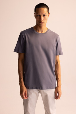 defacto Solid Men Crew Neck White T-Shirt