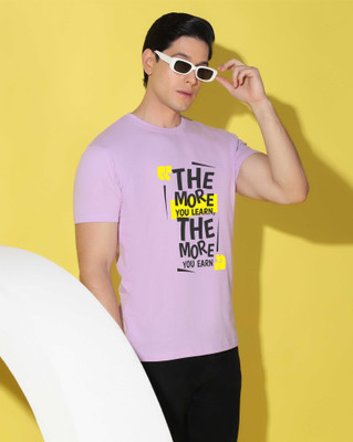 WOOSTRO Graphic Print Men Round Neck Purple T-Shirt