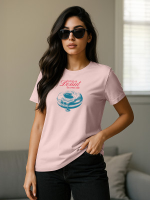 JUNEBERRY Printed Women Round Neck Pink T-Shirt