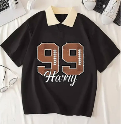 CULISH Printed Men Polo Neck Black T-Shirt