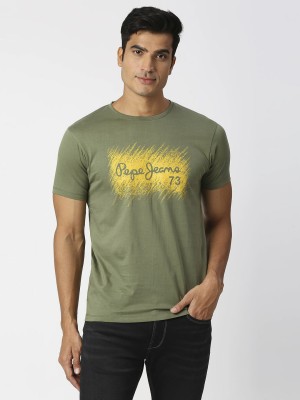 Pepe Jeans Printed Men Crew Neck Green T-Shirt