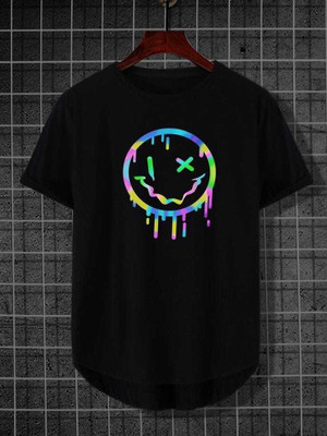 CHIZO Printed Men Round Neck Black T-Shirt