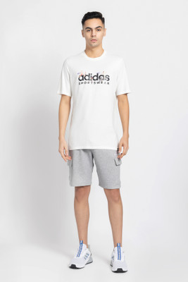 ADIDAS Printed Men Crew Neck White T-Shirt