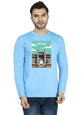 LV CARE Printed, Self Design Men Round Neck Blue T-Shirt