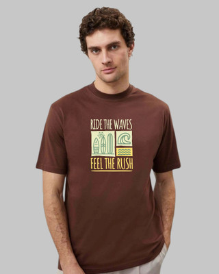 DRIPTHREAD Printed Men Round Neck Brown T-Shirt