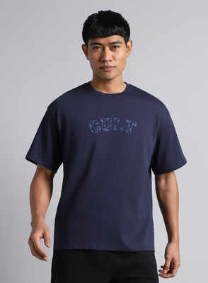 Cult Graphic Print Men Round Neck Navy Blue T-Shirt