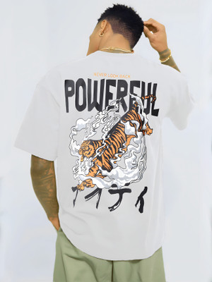 LEWEL Graphic Print Men Round Neck White T-Shirt