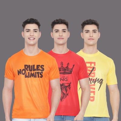 InkTees Printed Men Round Neck Orange, Red, Yellow T-Shirt