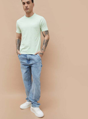Forca by Lifestyle Solid Men Round Neck Green T-Shirt
