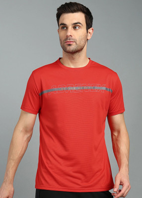 Adrenex Printed Men Round Neck Red T-Shirt