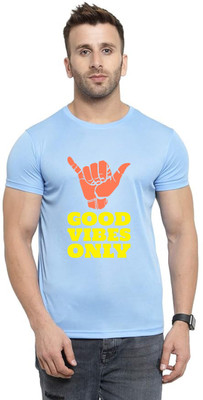 ManGOD Printed Men Round Neck Blue T-Shirt