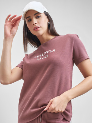 Tokyo Talkies Printed Women Round Neck Purple T-Shirt