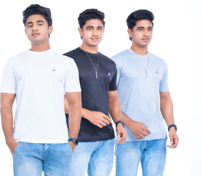 Fashion Territory Solid Men Round Neck Multicolor T-Shirt