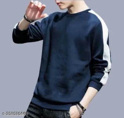 LF Love For Fashion Colorblock Men Round Neck Blue T-Shirt