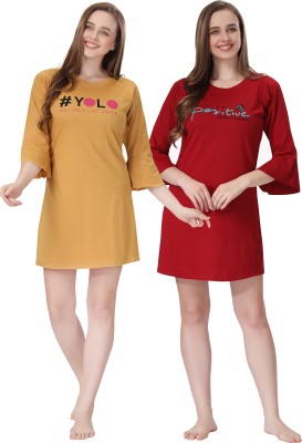 TWF Printed Women Round Neck Red T-Shirt