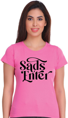 APE Graphic Print Women Round Neck Pink T-Shirt