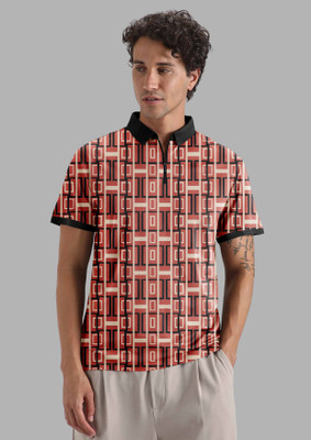 FTX Printed Men Polo Neck Maroon T-Shirt