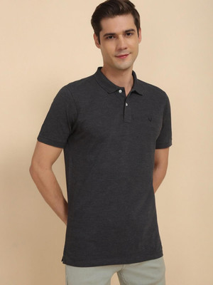 Allen Solly Solid Men Polo Neck Grey T-Shirt