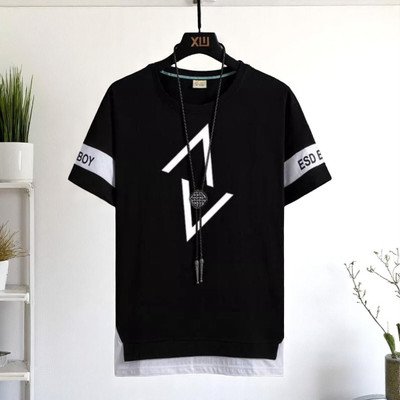 FASHIUM Printed Men Round Neck Black T-Shirt