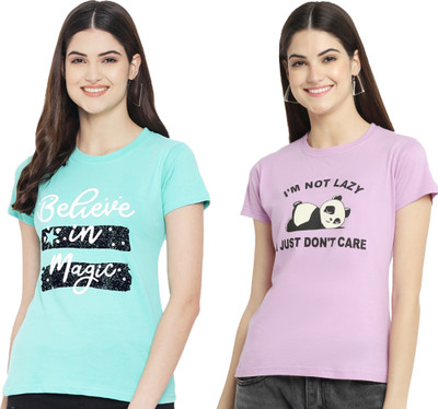 Tromko Printed Women Round Neck Multicolor T-Shirt