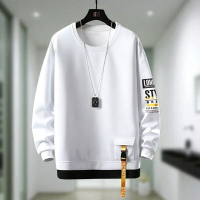 FAOES Printed Men Round Neck White T-Shirt