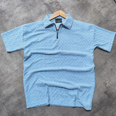 GreenFlair Solid Men Polo Neck Light Blue T-Shirt