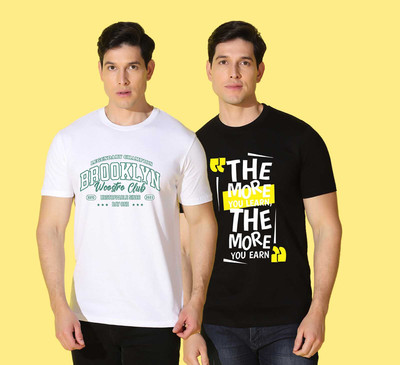 WOOSTRO Printed Men Round Neck Multicolor T-Shirt