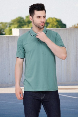 ARRAY Solid Men Polo Neck Light Green T-Shirt