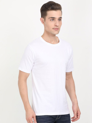 RULEDBYSUN Solid Men Round Neck White T-Shirt