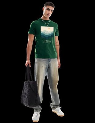 RAN ELEVEN COMPANY Printed Men Round Neck Black T-Shirt