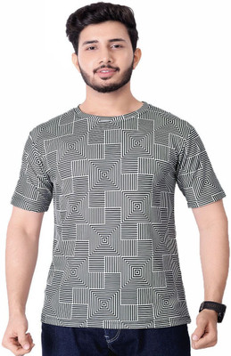 CHANDRASTYLE Animal Print Men Round Neck White, Black T-Shirt