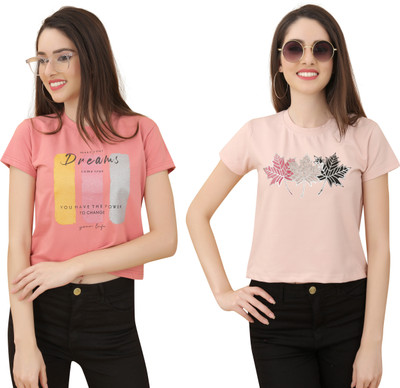 V festa Casual Printed Women Red, Orange Top