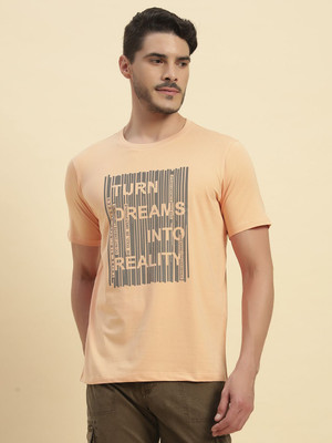 CANTABIL Printed Men Round Neck Orange T-Shirt