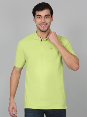 CANTABIL Solid Men Polo Neck Green T-Shirt