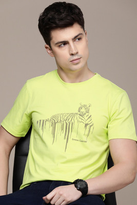 Simon Carter London Printed Men Round Neck Yellow T-Shirt