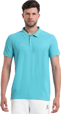 Shrey Solid Men Polo Neck Light Blue T-Shirt