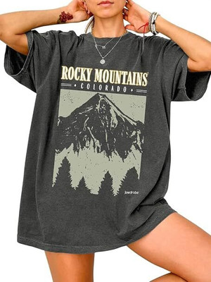 Jawdrobe Printed Women Round Neck Grey T-Shirt