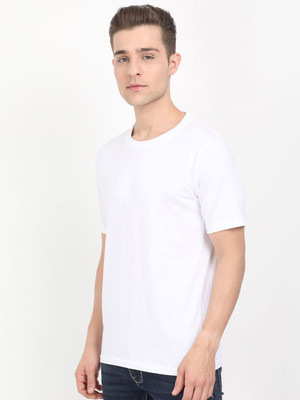 OrrganicChics Solid Men Round Neck White T-Shirt
