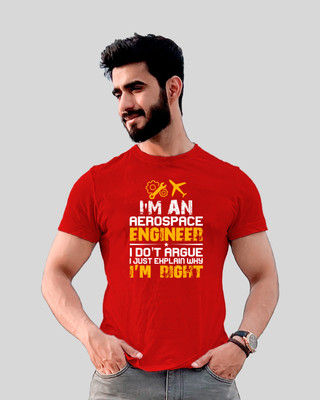 JP Creation Typography Men Round Neck Red T-Shirt