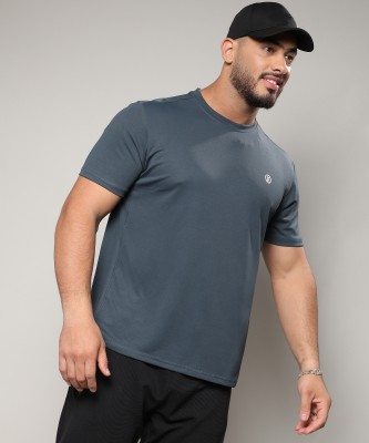 Instafab Plus Solid Men Polo Neck Grey T-Shirt