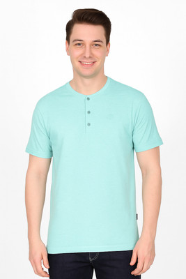 CELSIUS Solid Men Henley Neck Light Blue T-Shirt