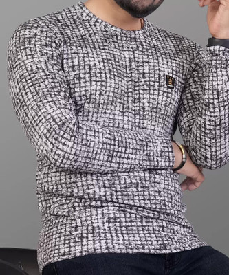 R RIDACHY Printed Men Round Neck Grey T-Shirt