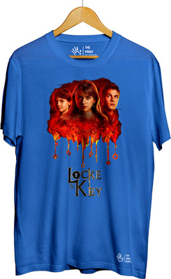 THE PRINT PLATTER Printed Men Round Neck Blue T-Shirt