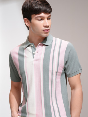 HIGHLANDER Striped Men Polo Neck Multicolor T-Shirt