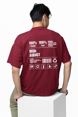 Hello Swanky Typography Men Round Neck Maroon T-Shirt