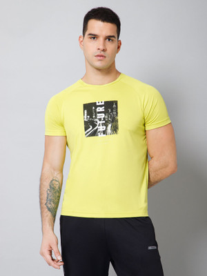 CANTABIL Printed, Typography Men Round Neck Yellow T-Shirt
