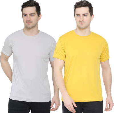 YUALIN CREATION Solid Men Crew Neck Multicolor T-Shirt