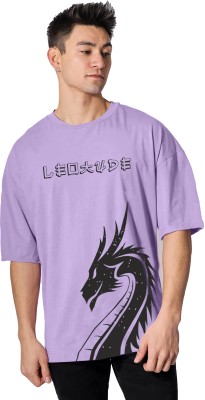 Leotude Printed Men Round Neck Purple T-Shirt