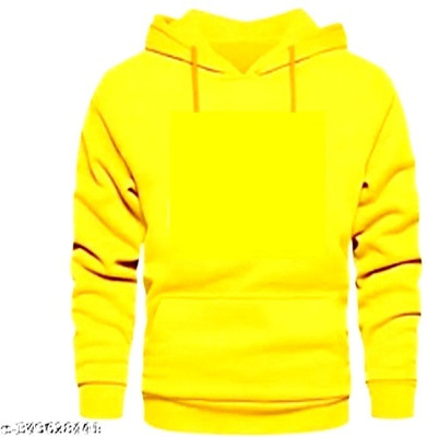 TARSHI Solid Men Hooded Neck Yellow T-Shirt