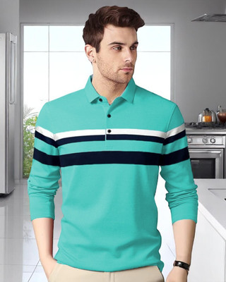 Autna Printed Men Polo Neck Green T-Shirt